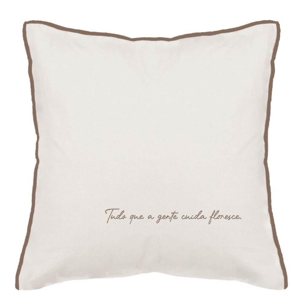 Almofada Linho Elegance Estampada 48X48cm Havan Casa - Floresce Taupe