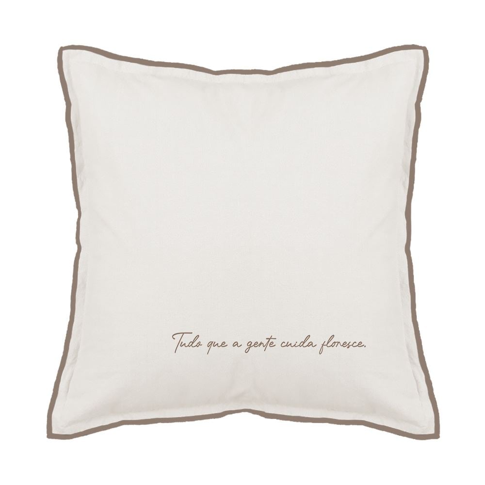 Almofada Elegance Linho Estampada 48X48cm Havan Casa - FLORESCE TAUPE