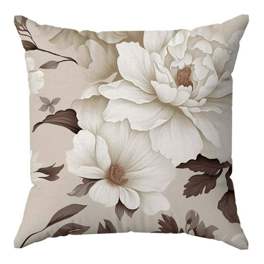 Almofada Veludo Estampado 48X48 Havan Casa - FLORES OFF/MARROM