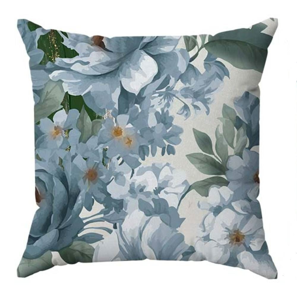 Almofada Veludo Estampado 48X48 Havan Casa - JARDIM AZUL/VERDE