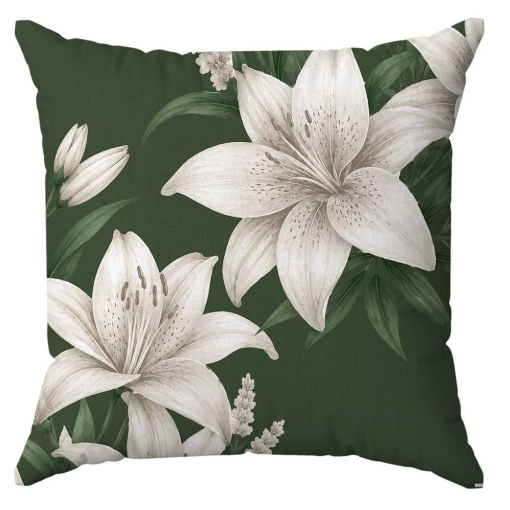 Almofada Veludo Estampado Verão 48X48cm Havan Casa - Lírio Verde
