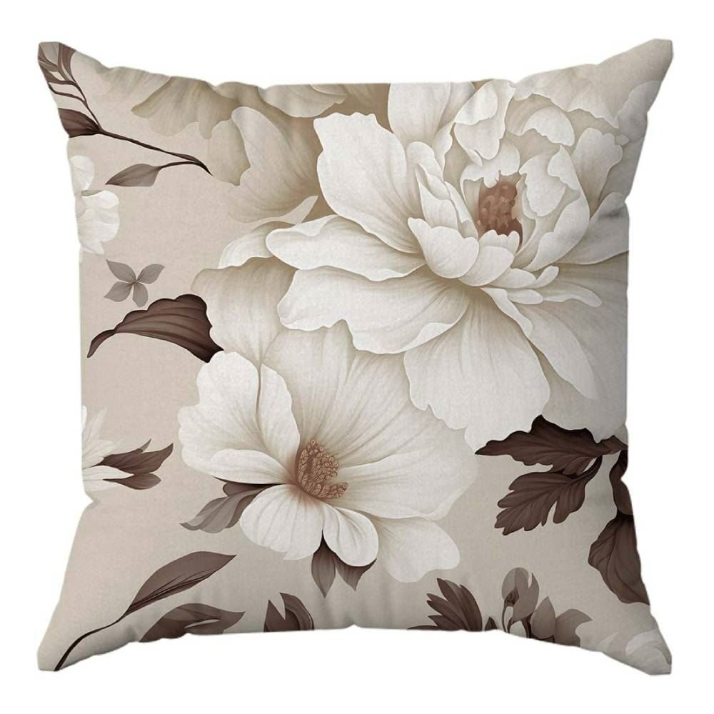 Almofada Veludo Estampado 48X48cm Havan Casa - Flores Off e Marrom
