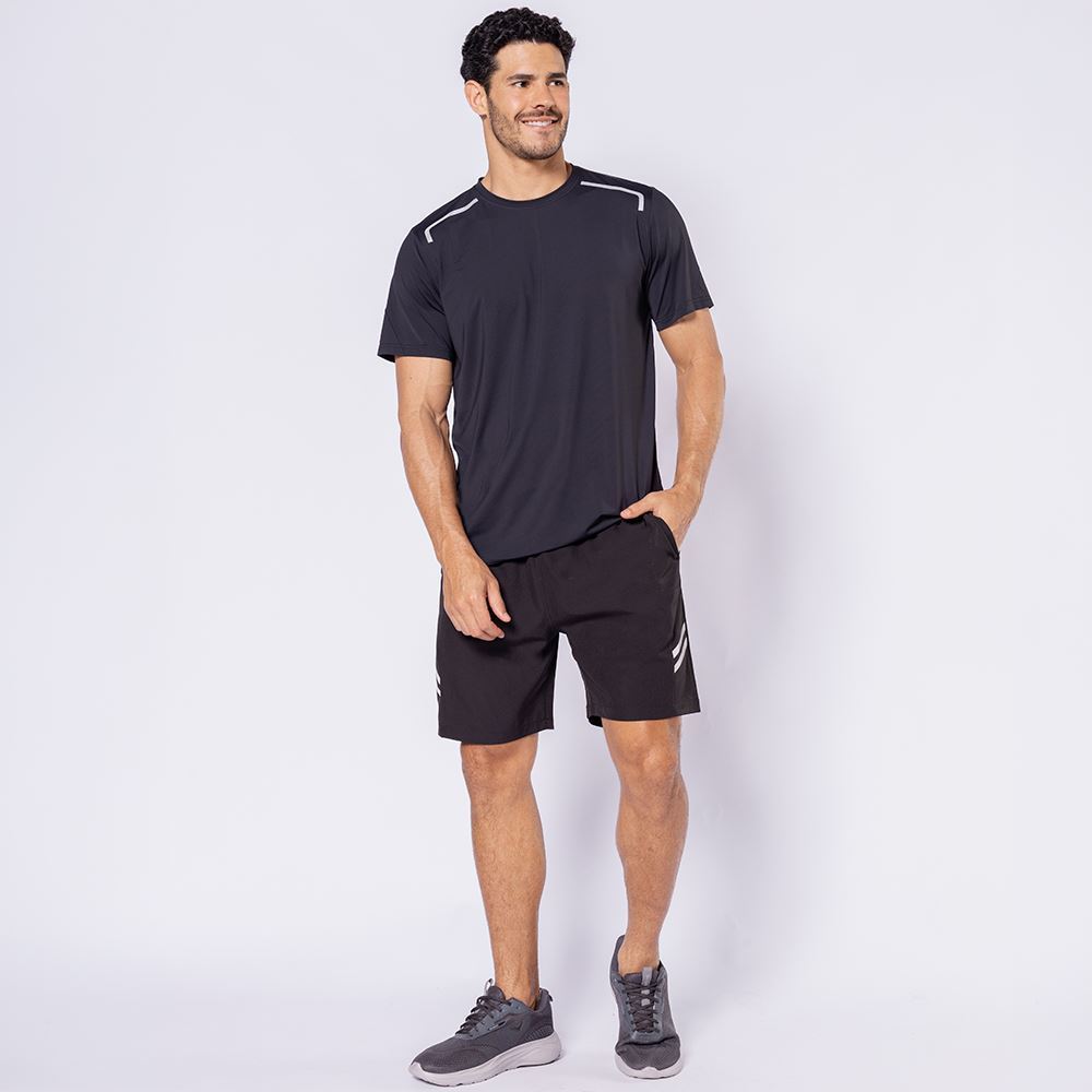 Bermuda Esportiva Masculina Tactel Com Refletivo Scream Preto