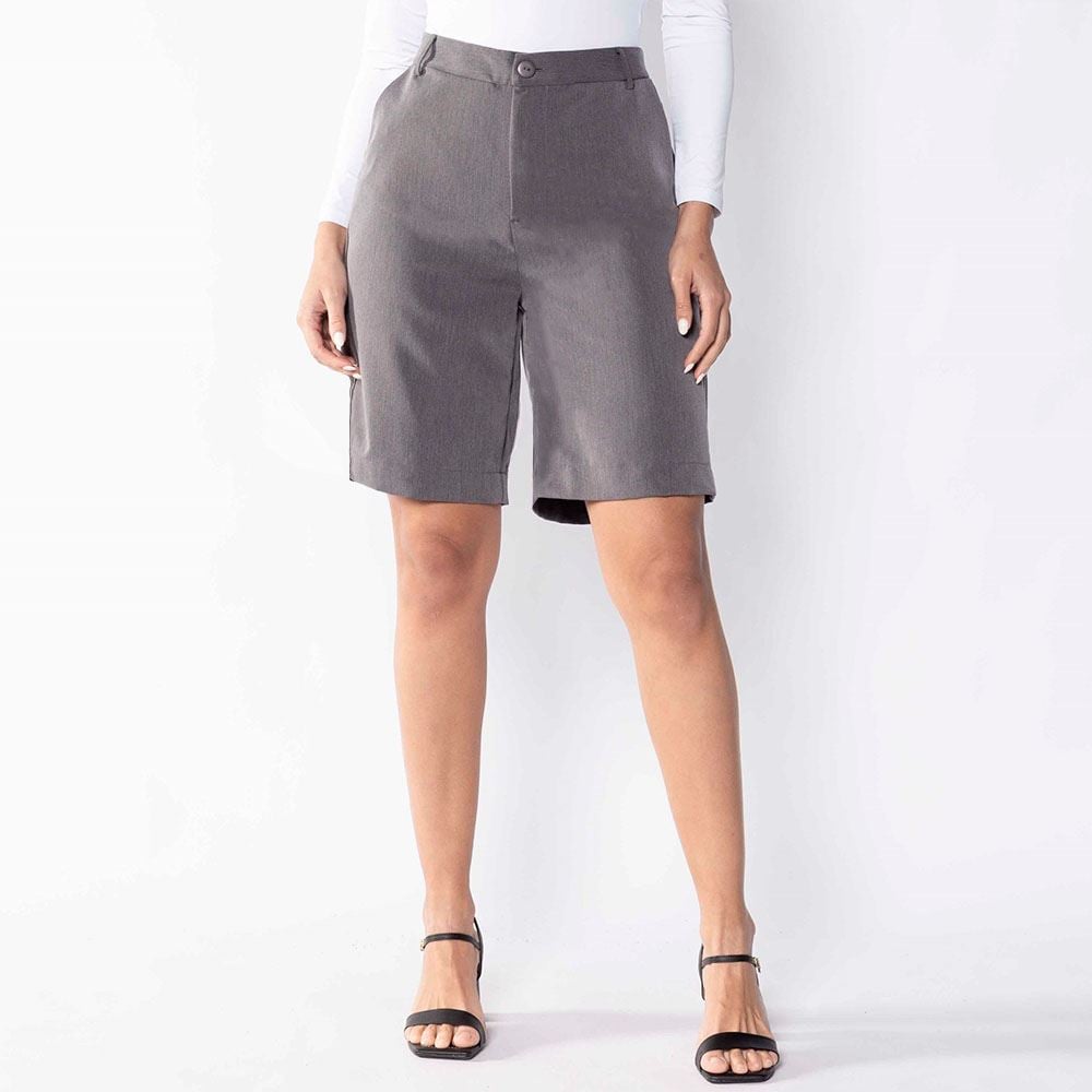 Bermuda Feminina De Alfaiataria Patrícia Foster Dark Melange