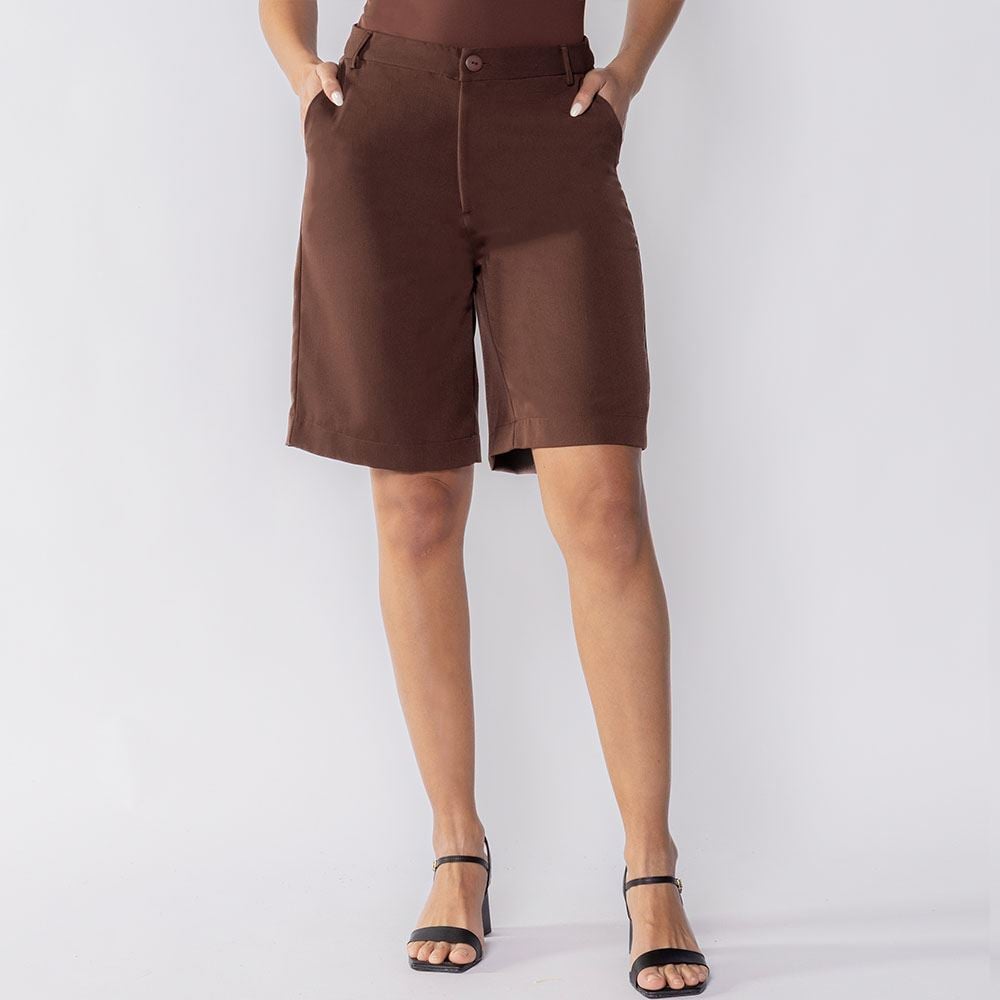 Bermuda Feminina De Alfaiataria Patrícia Foster Marrom