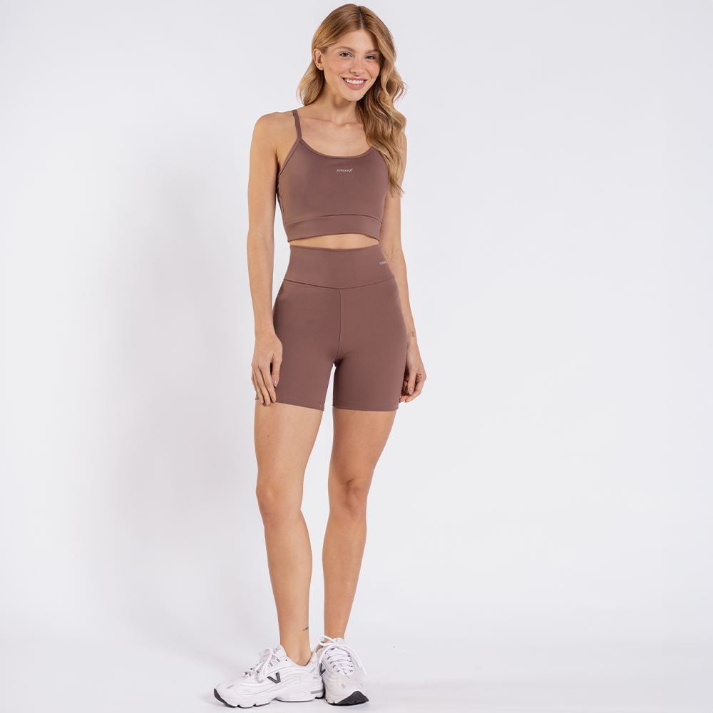 Bermuda Fitness Feminina Scream Marrom Cacau