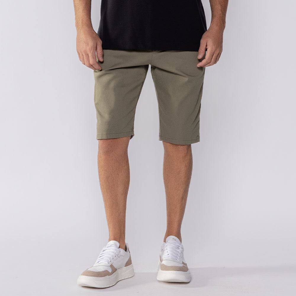 Bermuda Masculina Bolso Faca De Sarja Marc Alain Verde Militar