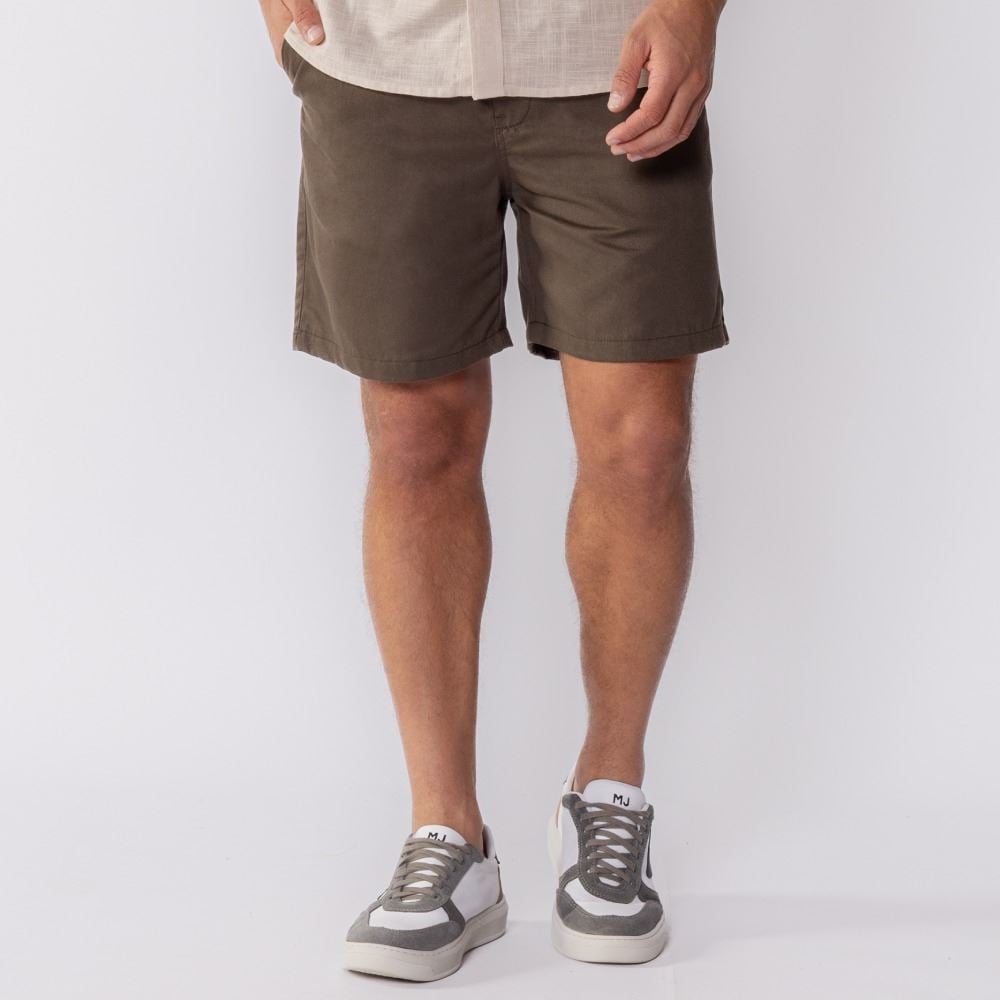 Bermuda Masculina Curta De Sarja Thing Verde Militar