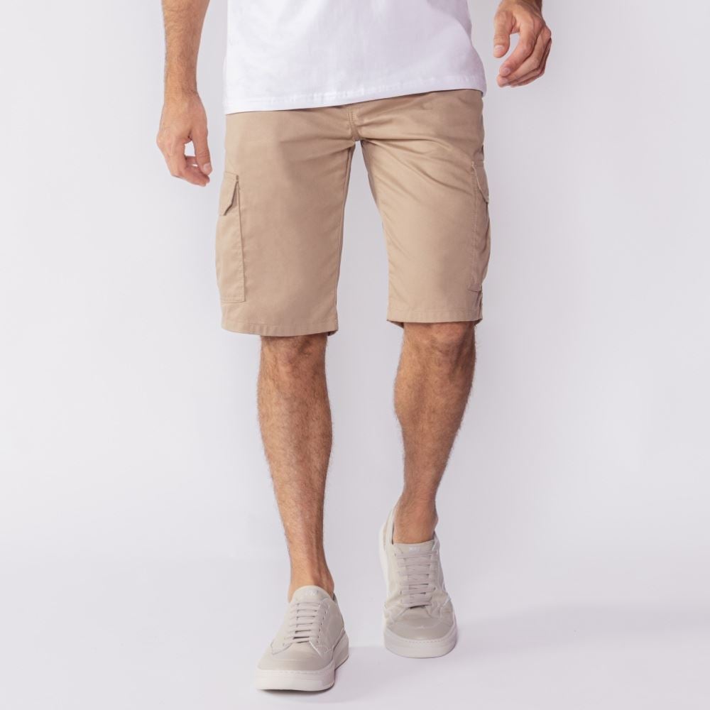Bermuda Masculina De Sarja Bolso Cargo Marc Alain Macchiato