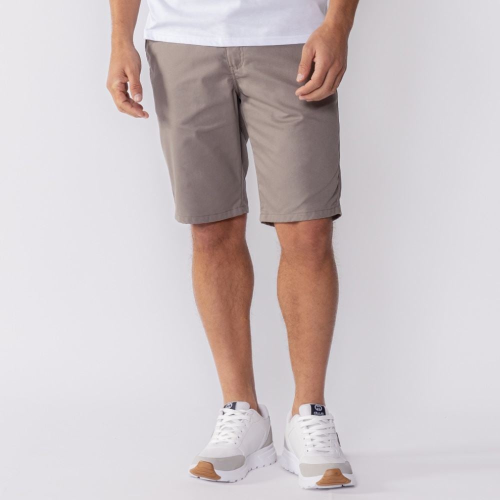 Bermuda Masculina De Sarja Com Elástico Marc Alain Cinza