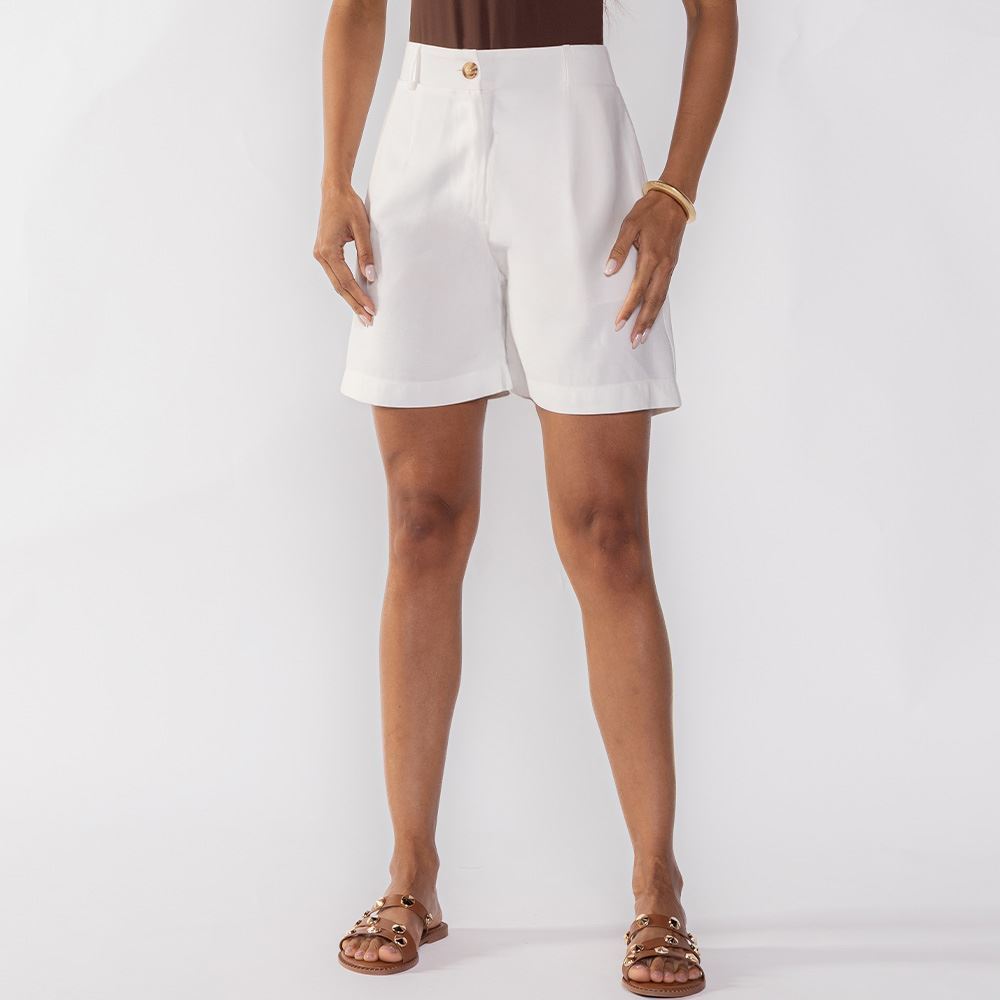 Bermuda Feminina De Alfaiataria Patricia Foster Off White
