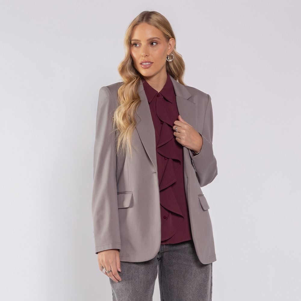 Blazer Feminino Em Ponto Roma Patricia Foster Granito