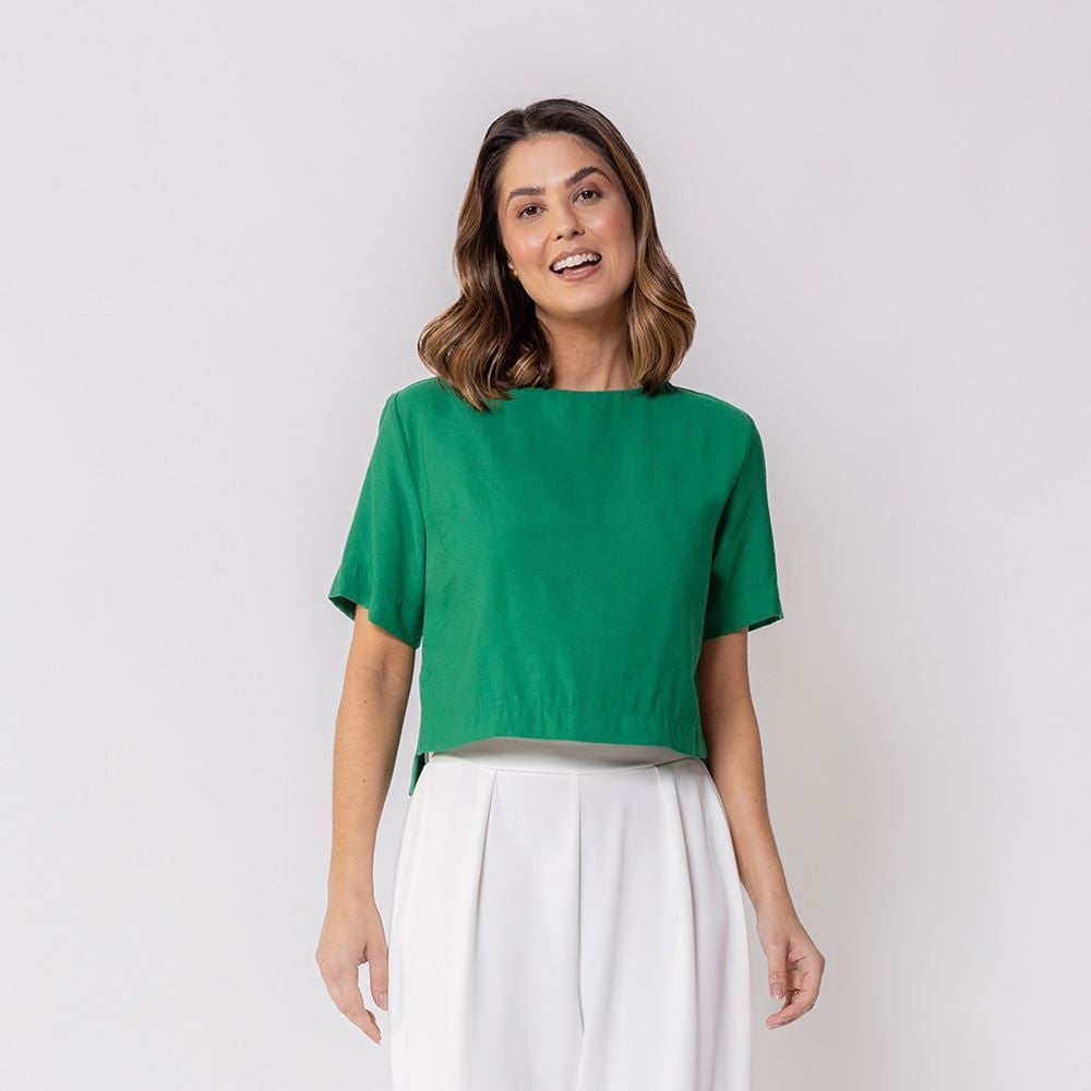 Blusa Feminina De Alfaiataria Patricia Foster Verde