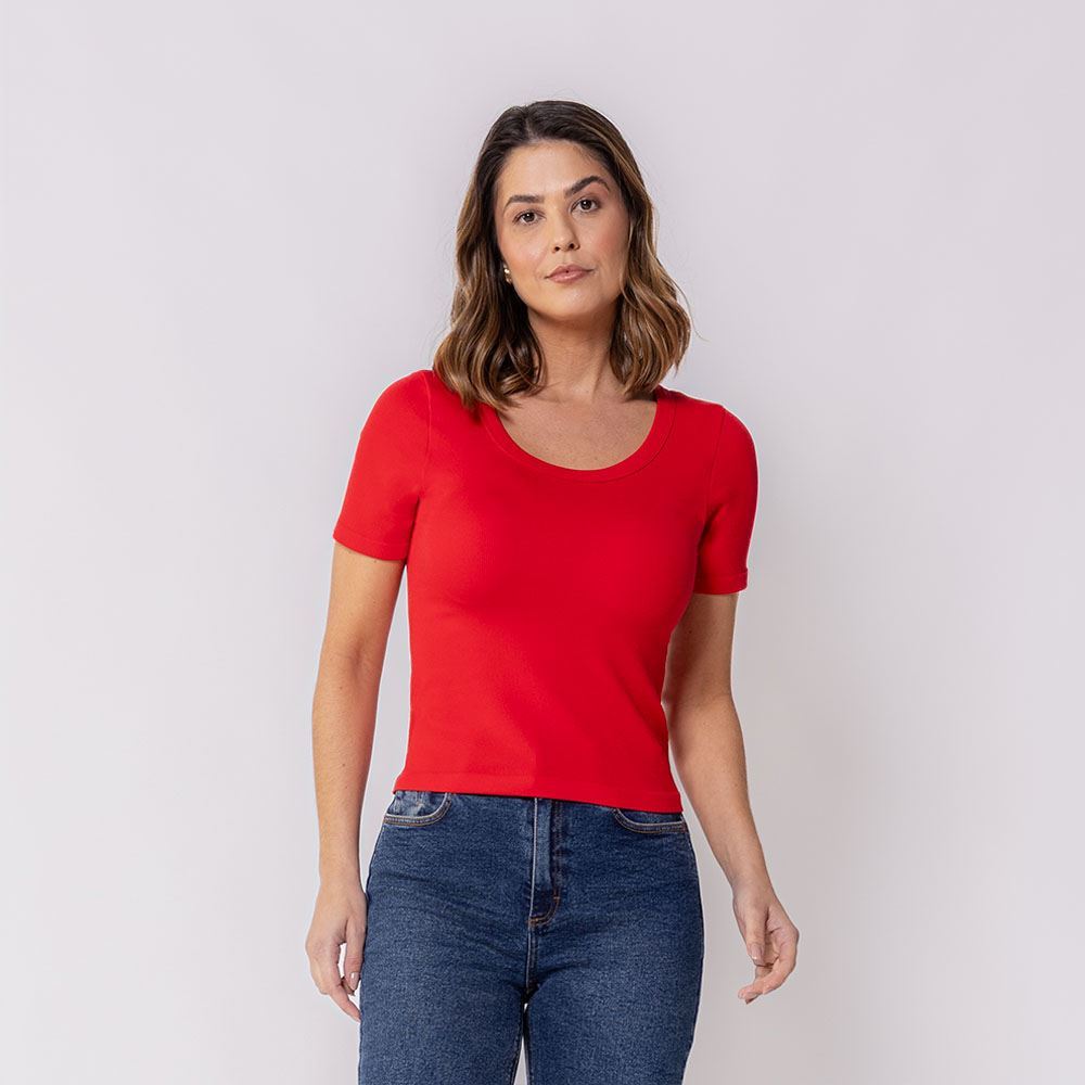 Blusa Feminina Canelada Sem Costura Patricia Foster Sangria