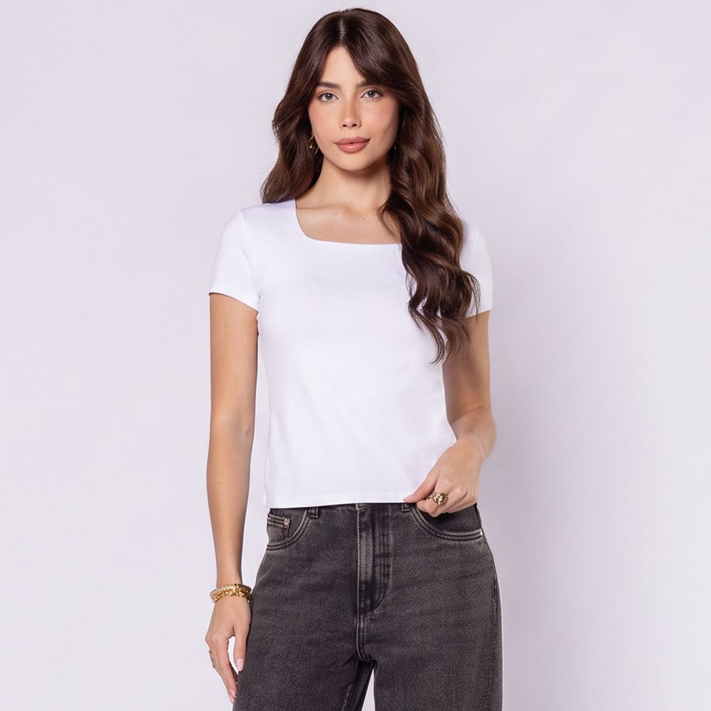 Blusa Feminina Em Poliamida Patricia Foster Branco