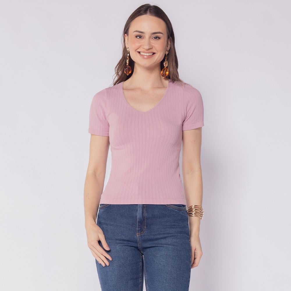 Blusa Feminina Em Poliamida Sem Costura Patricia Foster Malva