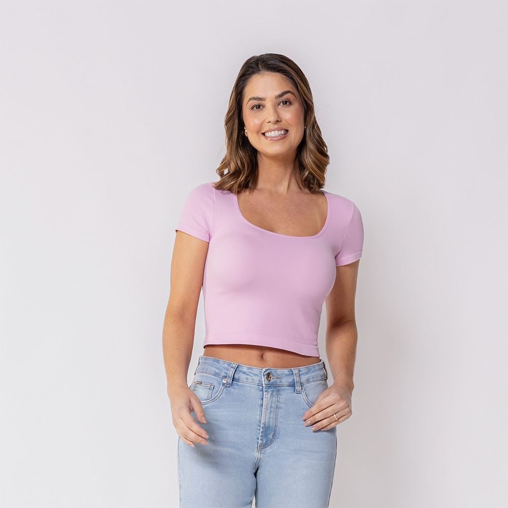 Blusa Feminina Manga Curta Canelada Boby Blues Foundant