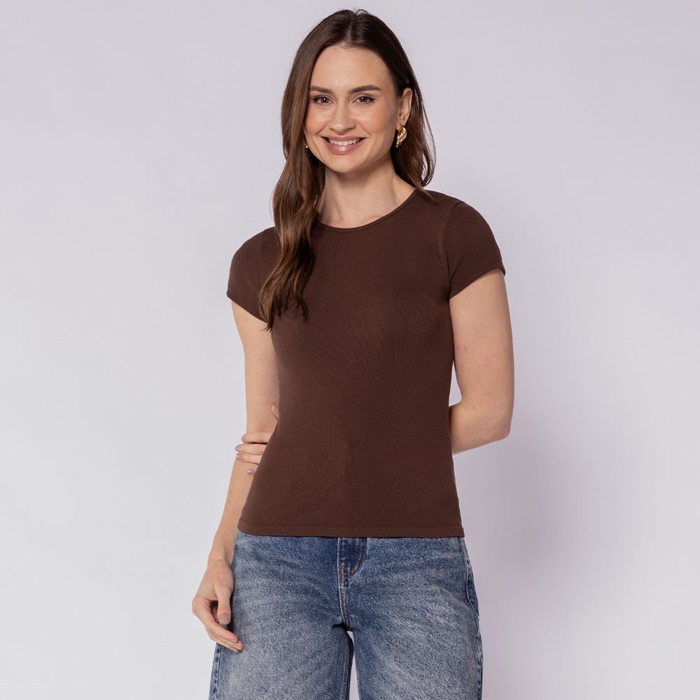 Blusa Feminina Sem Costura Boby Blues Marrom