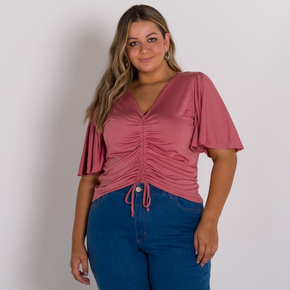 Blusa Plus Size Franzida Patricia Foster Mais Rose