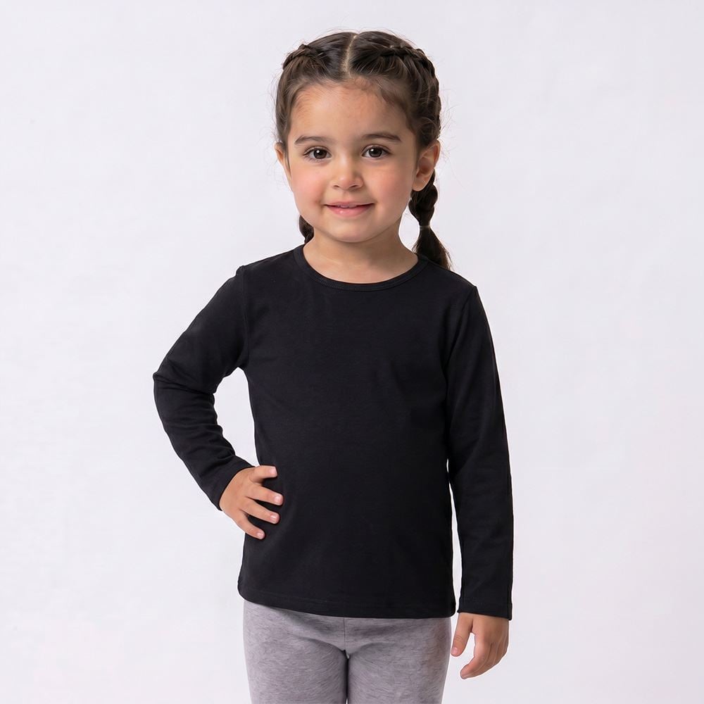 Blusa Térmica Infantil Menina 1 a 3 Anos Yoyo Kids Preto