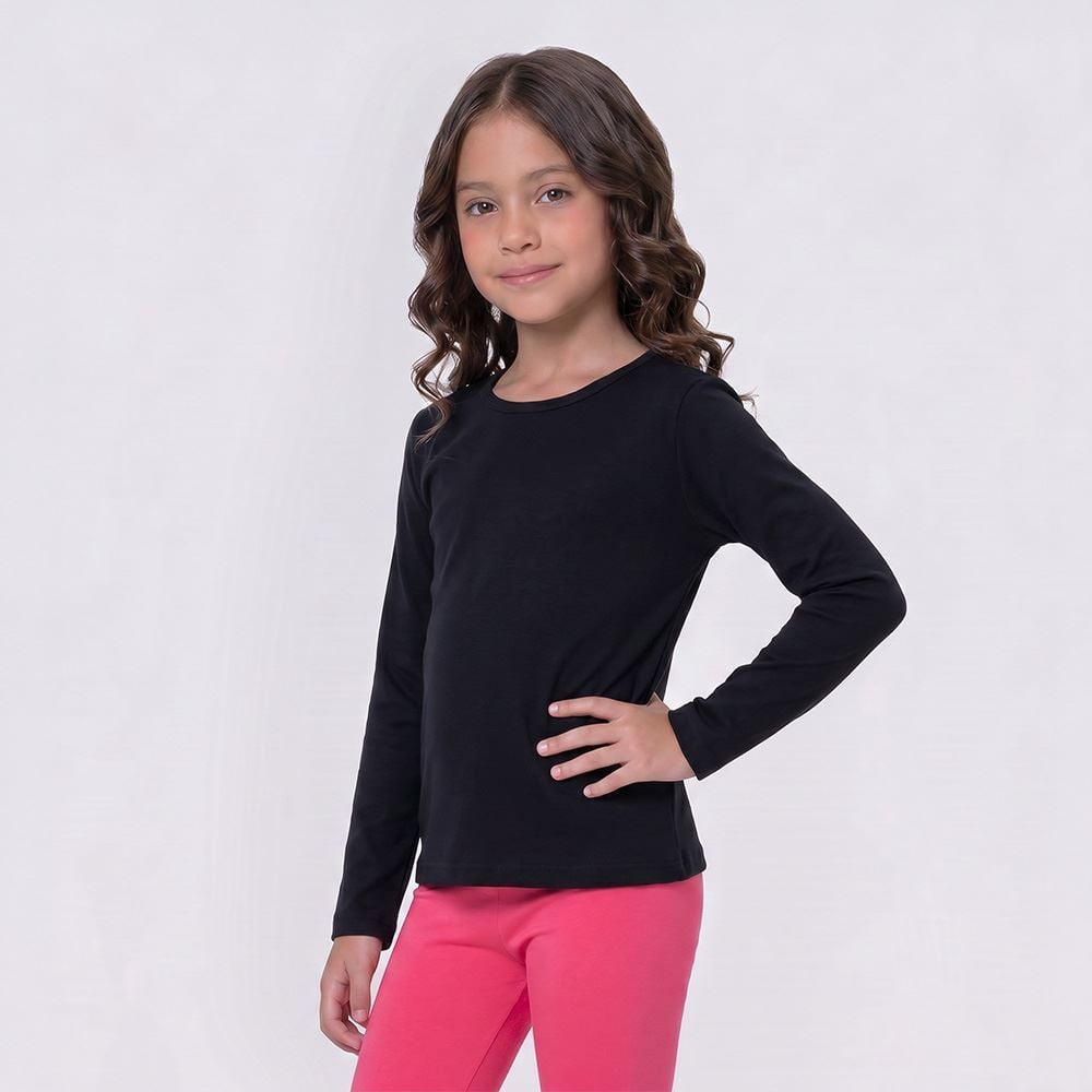 Blusa Térmica Infantil Menina 4 a 10 Anos Marmelada Preto