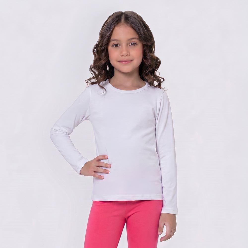 Blusa Térmica Infantil Menina 4 a 10 Anos Marmelada Branco