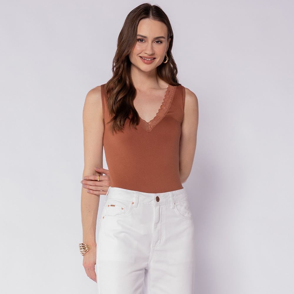 Body Feminino Com Renda Patricia Foster Mousse