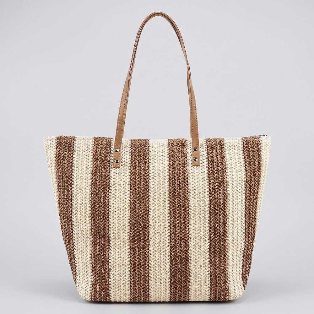 Bolsa de Praia Tote Bag Listrada Alice Palucci - Marrom