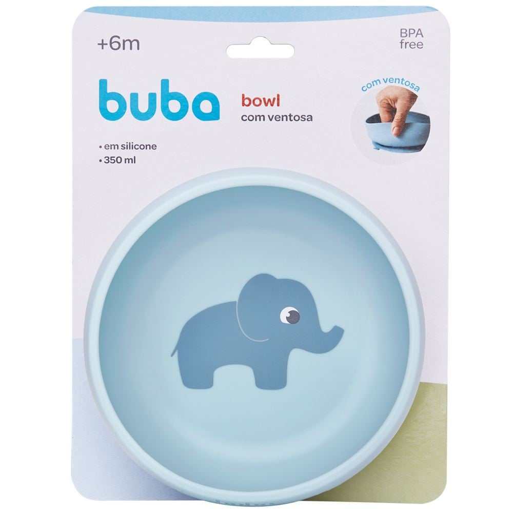 Bowl Em Silicone Com Ventosa Cloudy Buba - Azul Claro