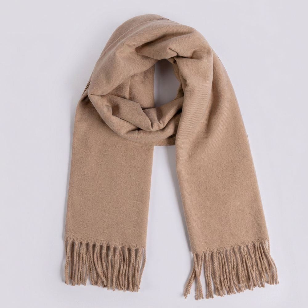 Cachecol Feminino Liso Com Franja De Tricot Boby Blues Caramelo