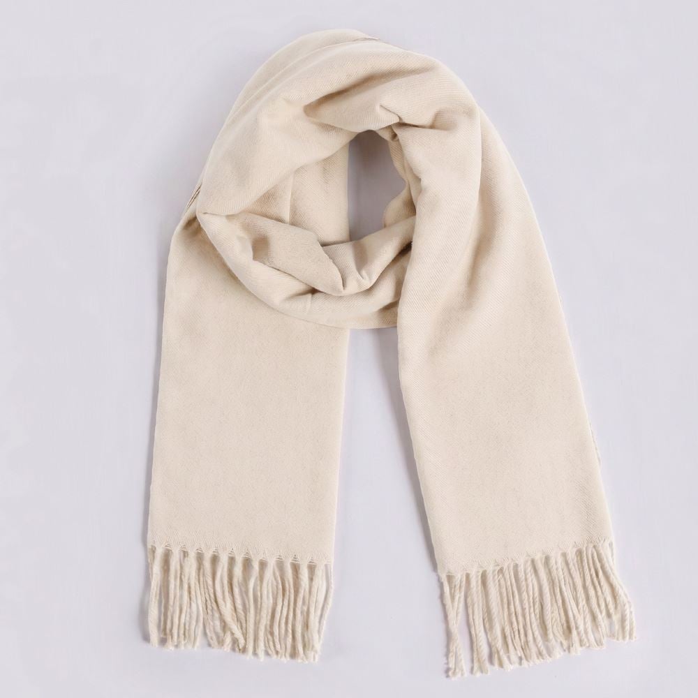 Cachecol Feminino Liso Com Franja De Tricot Boby Blues Off White