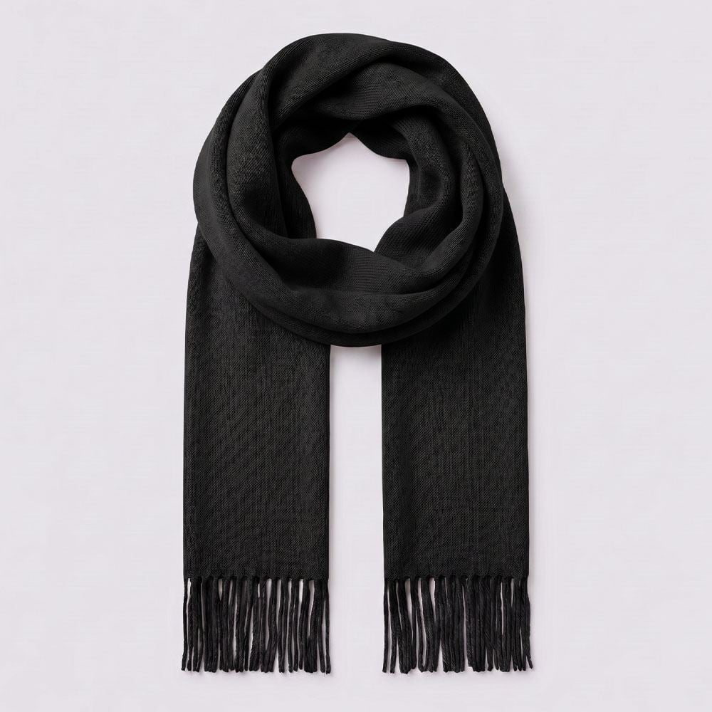 Cachecol Feminino Liso Com Franjas Boby Blues Preto