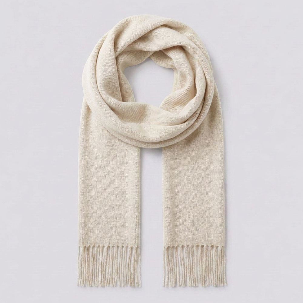 Cachecol Feminino Liso Com Franjas Boby Blues Off White
