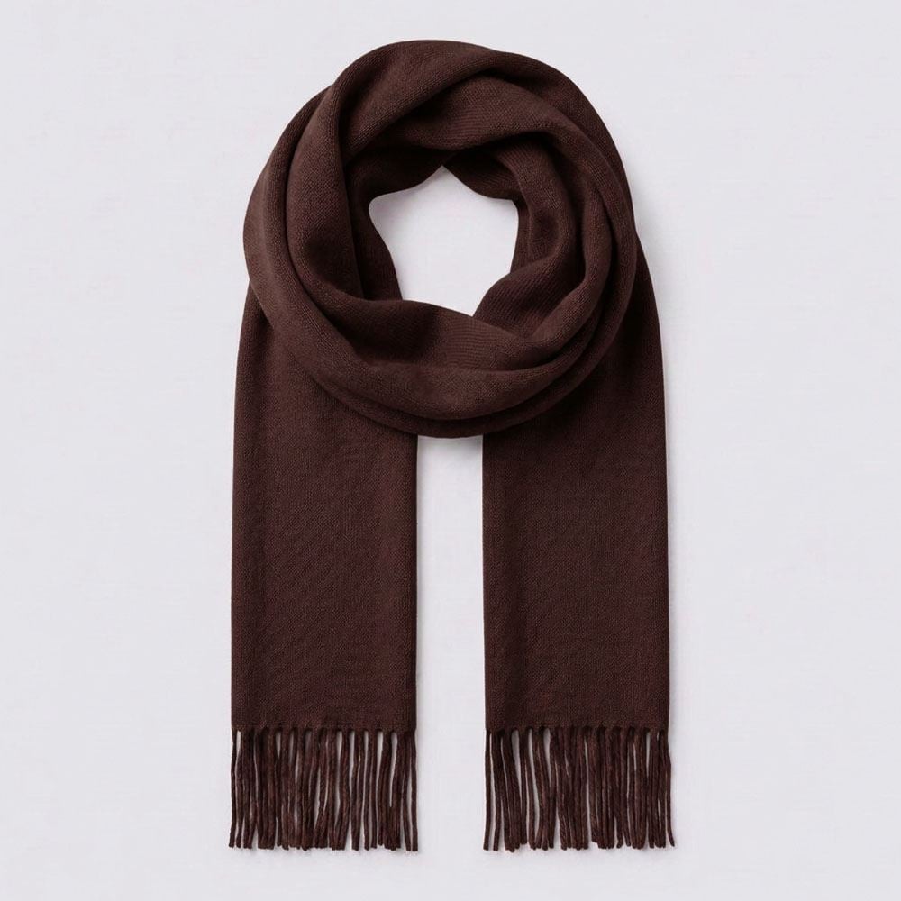 Cachecol Feminino Liso Com Franjas Boby Blues Marrom