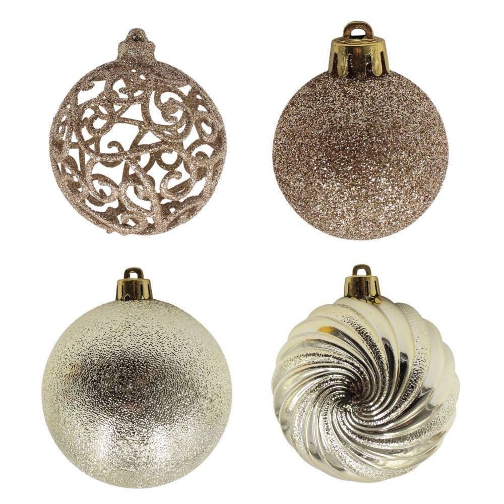 Caixa Mix Bolas de Natal 04Unidades 08Cm Havan Casa - DOURADO