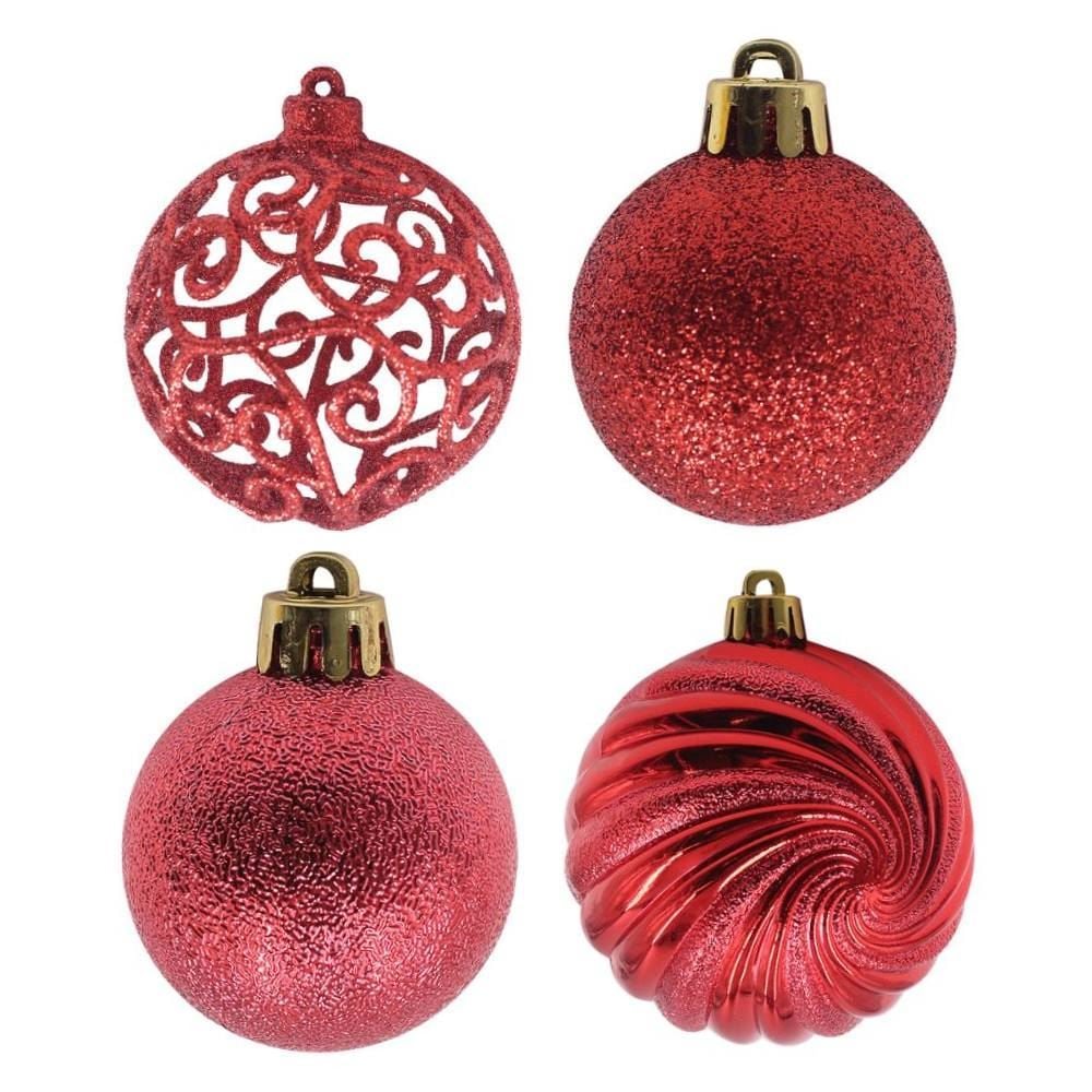 Caixa Mix Bolas de Natal 04Unidades 10Cm Havan Casa - Vermelho