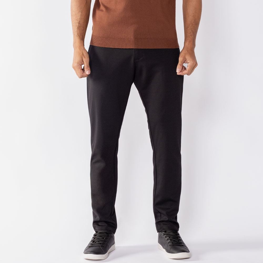 Calça Alfaiataria Masculina Em Moletom Thing Preto Solido