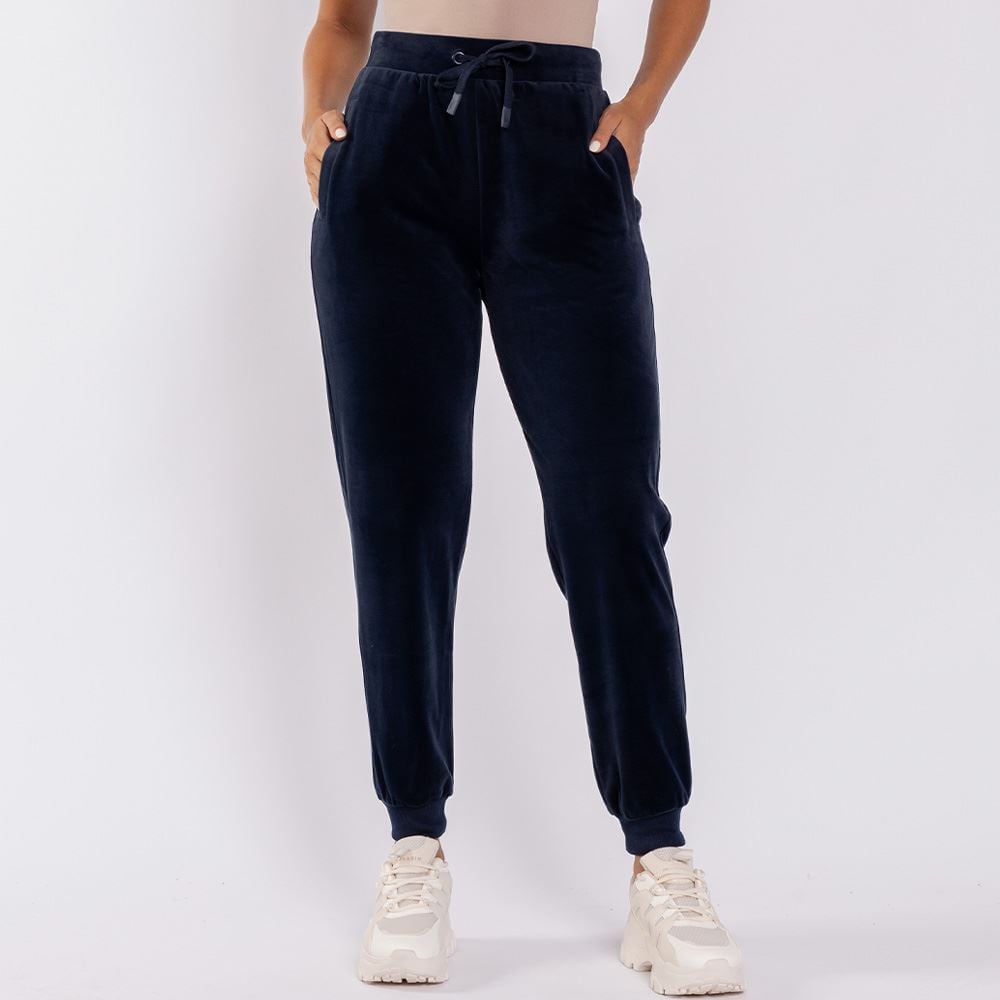 Calça Feminina Esportiva Jogger em Plush Scream Azul Marinho
