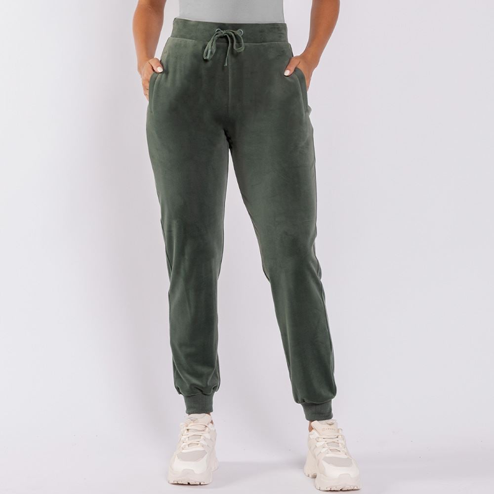 Calça Feminina Esportiva Jogger em Plush Scream Verde Oliva