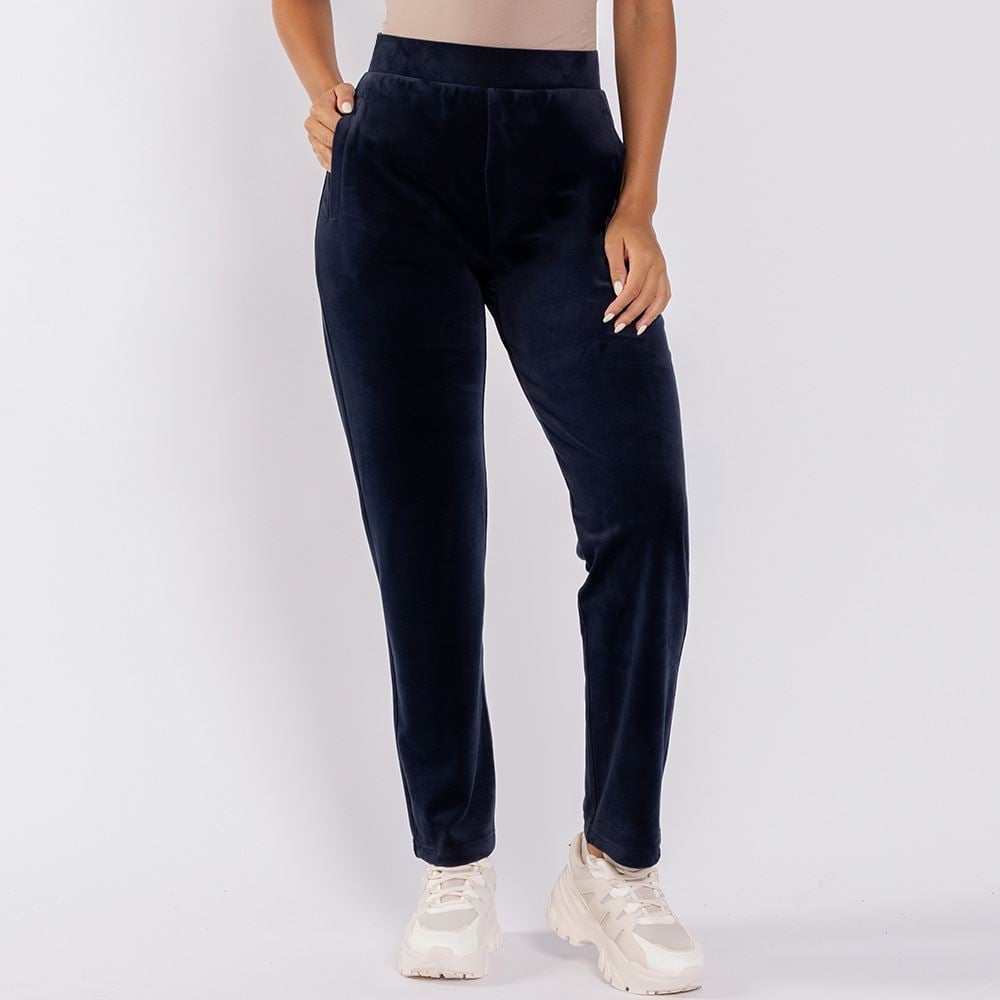 Calça Feminina Esportiva Reta em Plush Scream Azul Marinho