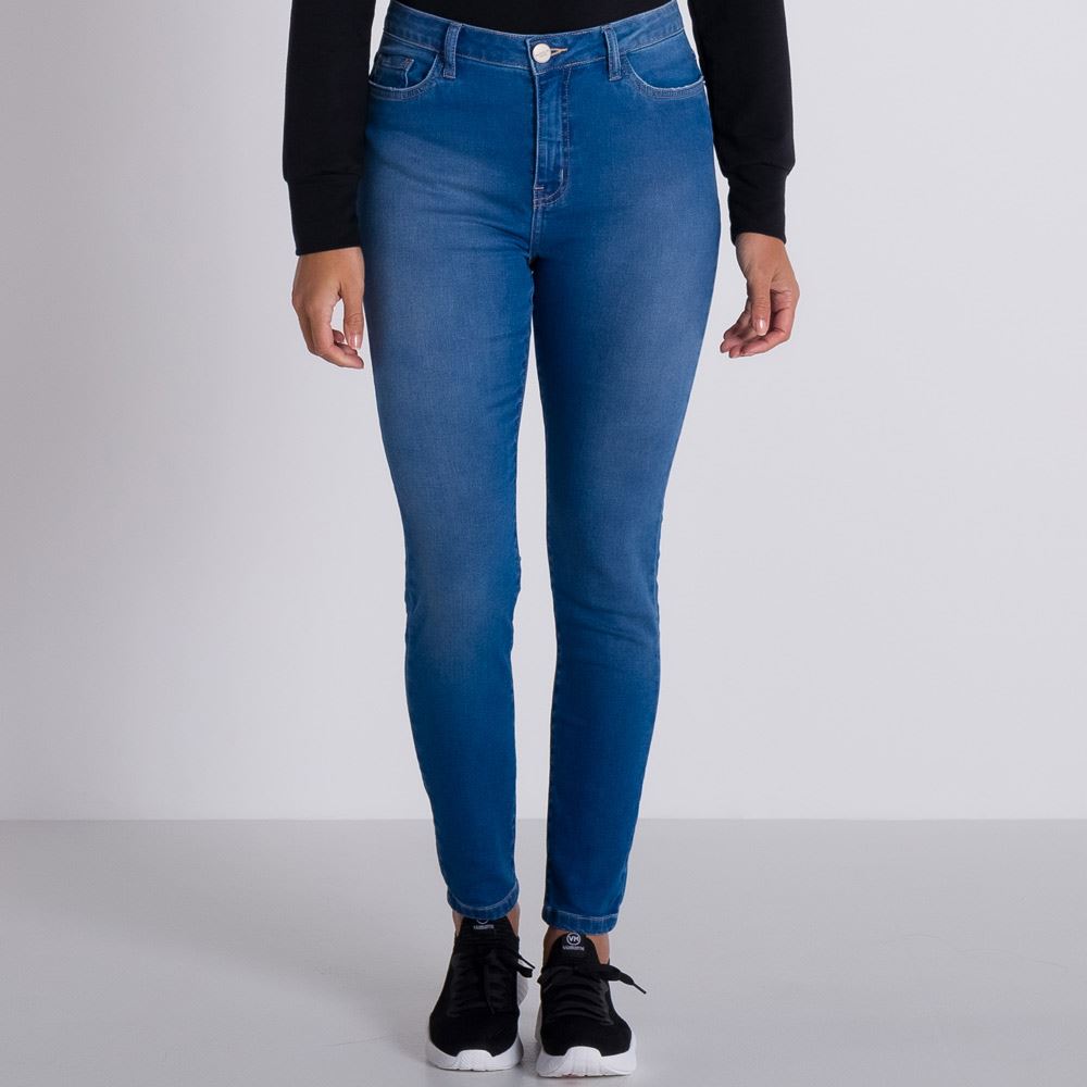 Calça Jeans Comfy Básica Patrícia Foster Azul Medio