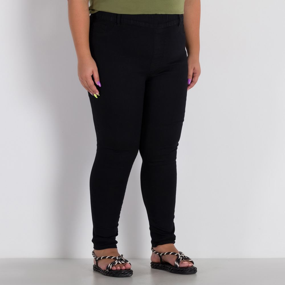 Calça Jeans Plus Size Legging Basic Patrícia Foster Mais Black