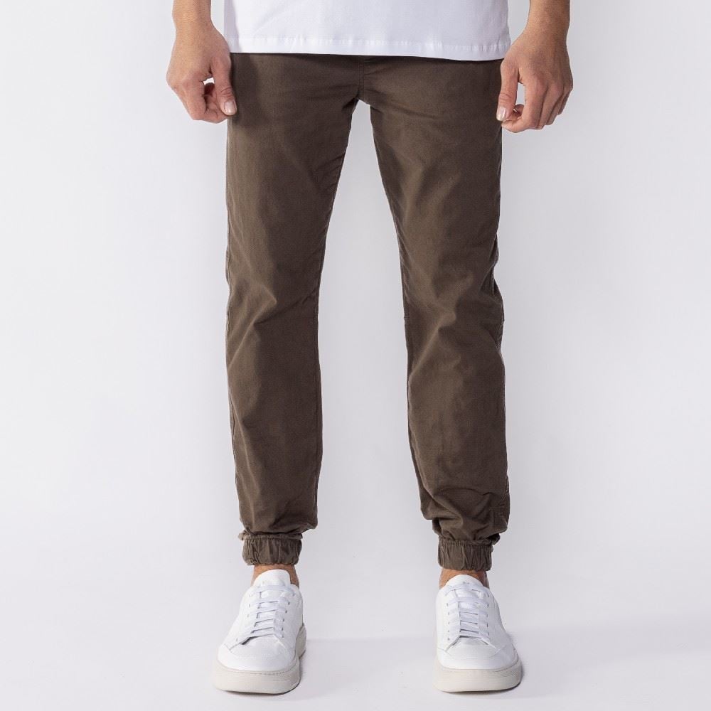 Calça Jogger Masculina De Sarja Marc Alain Verde Militar