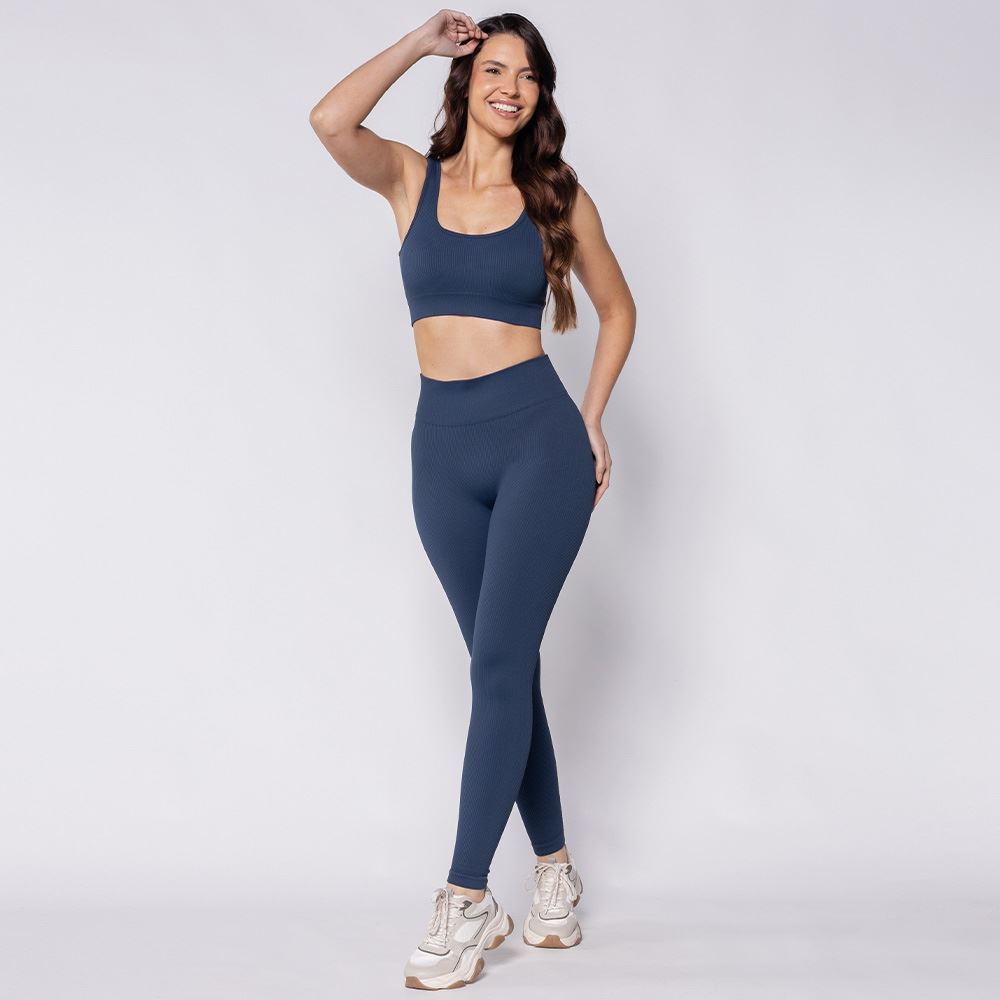 Calça Legging Feminina Sem Costura Scream Azul Marinho