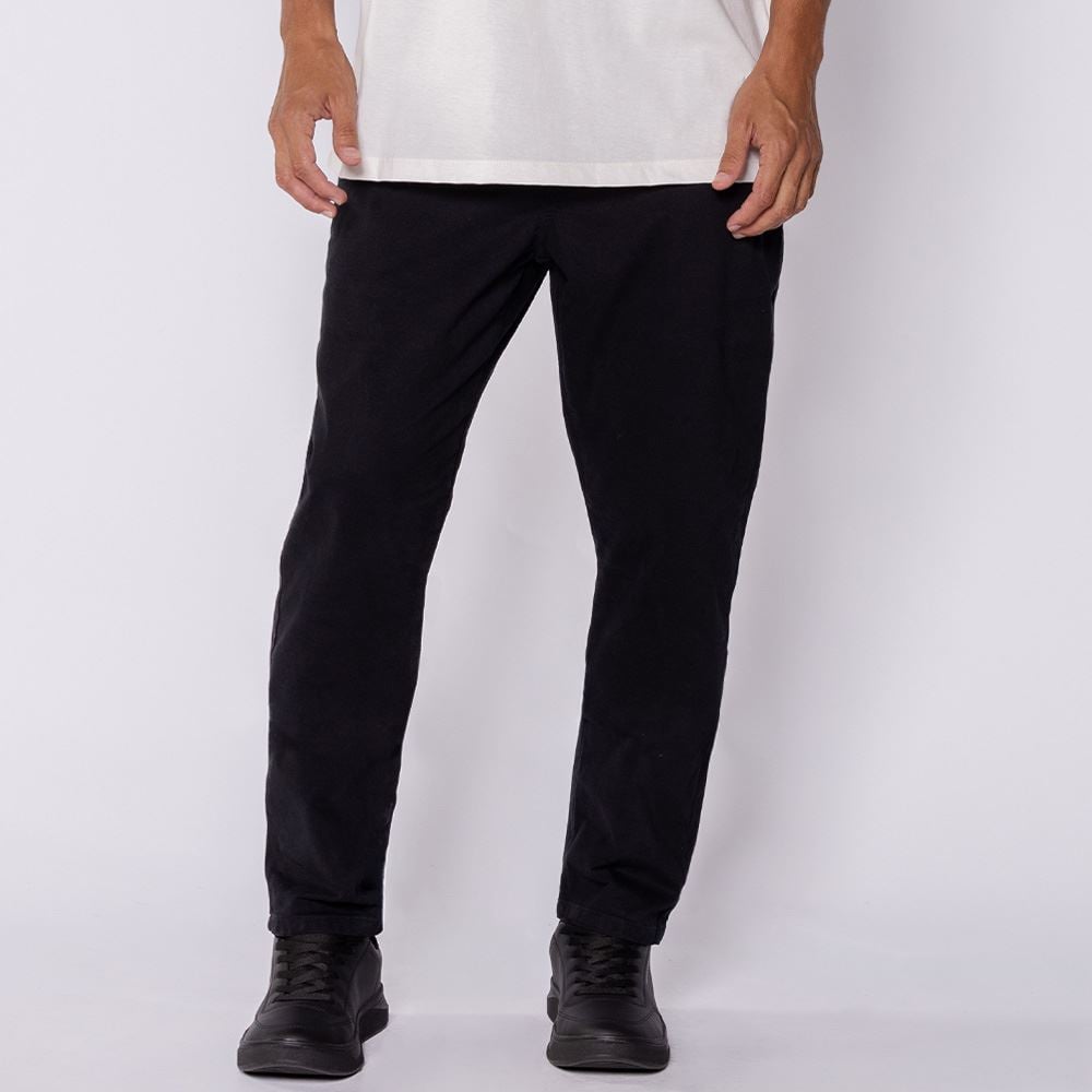 Calça Masculina Slim Em Sarja Marc Alain Preto