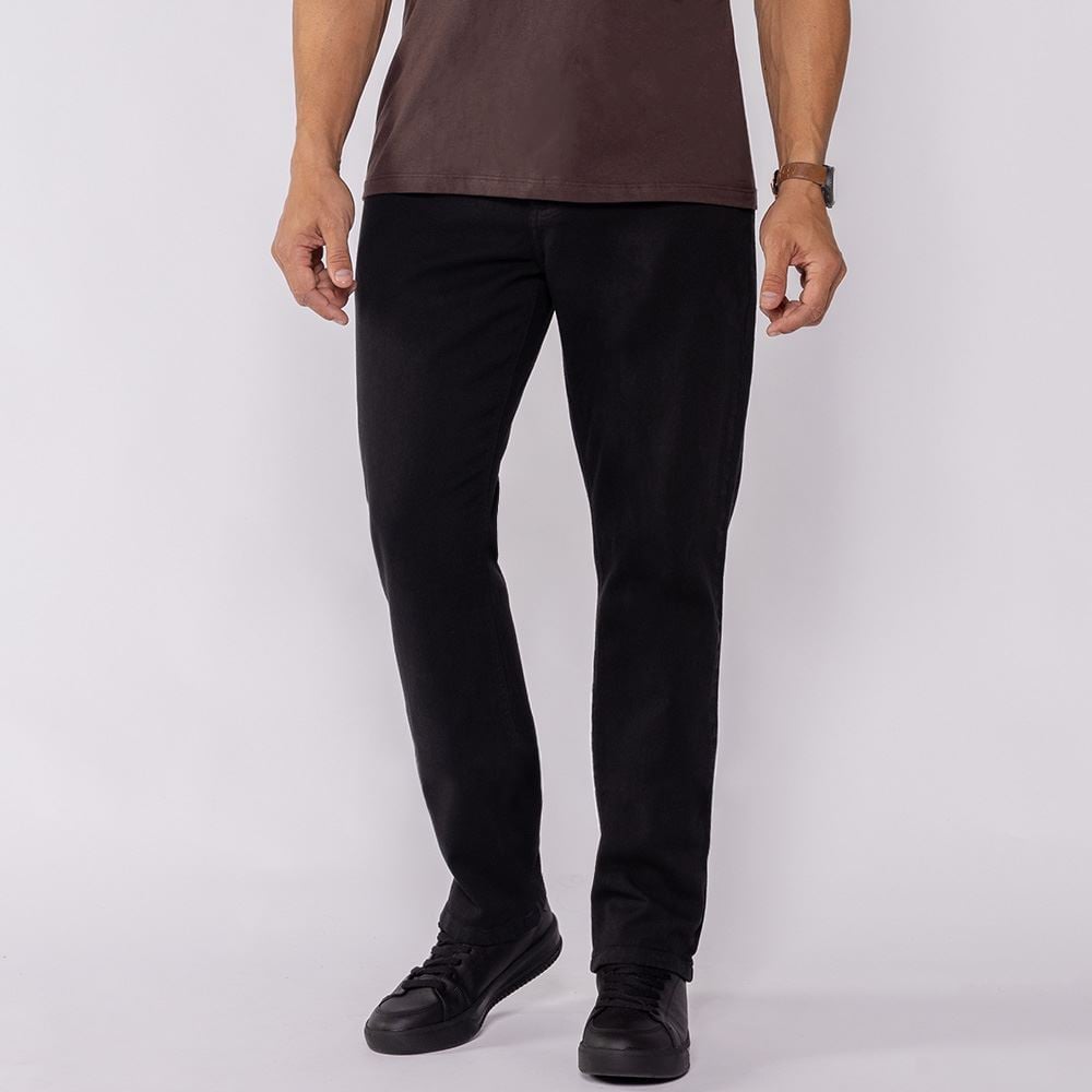 Calça Masculina Slim Em Sarja Marc Alain Preto