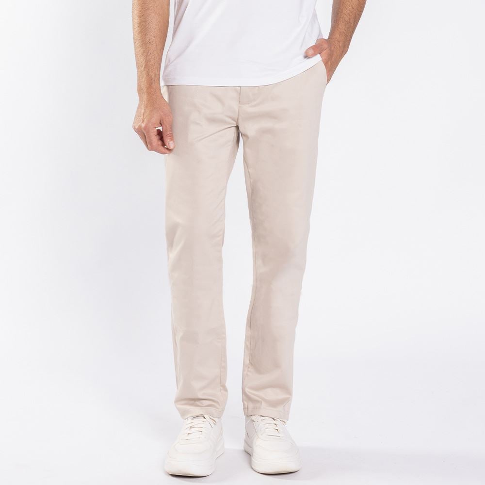Calça Masculina Slim Em Sarja Marc Alain Caqui