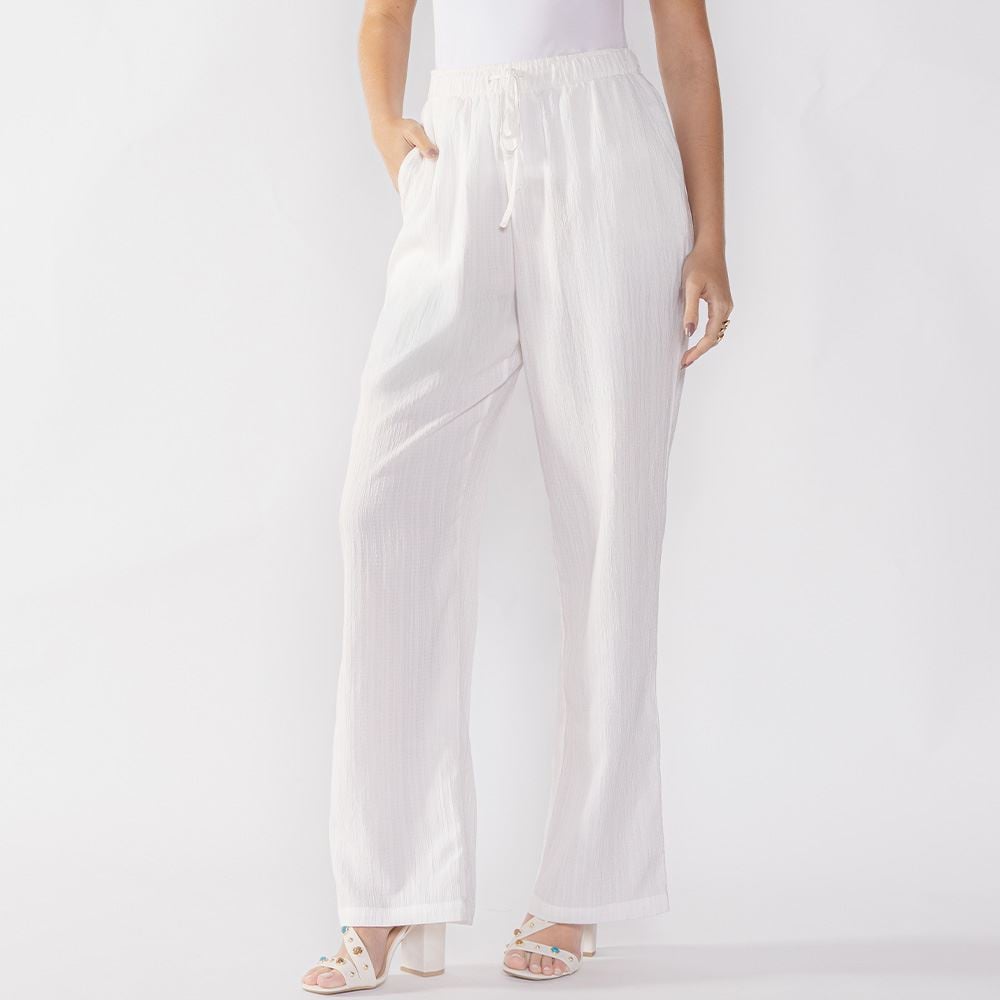 Calça Pantalona Estilo Pijama Boby Blues Branco