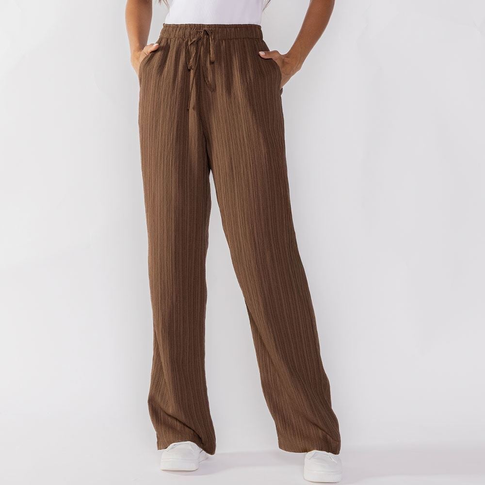 Calça Pantalona Estilo Pijama Boby Blues Marrom