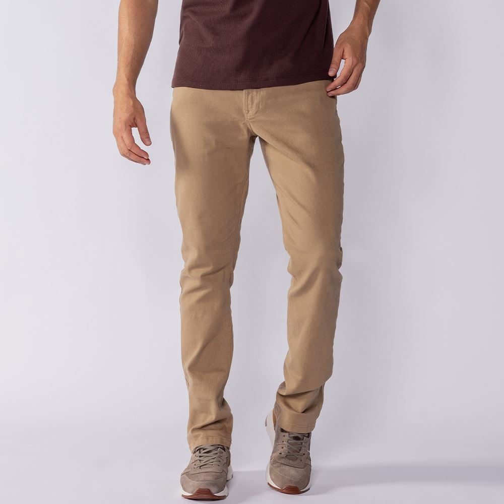 Calça Masculina Slim De Sarja Marc Alain Caqui